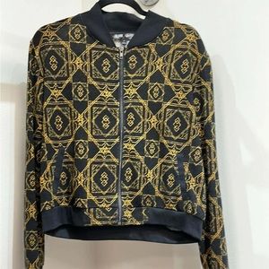 LuLaRoe Stevie Bomber Jacket black print